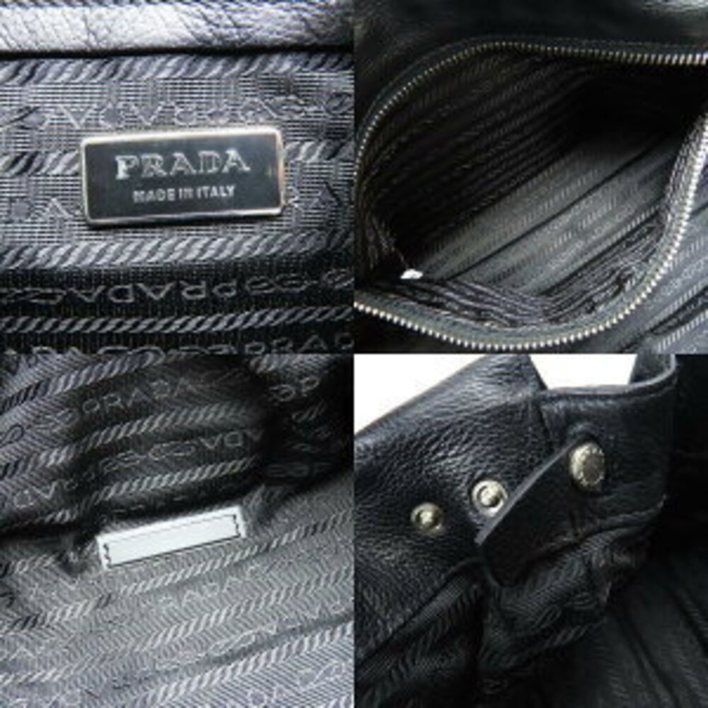 Prada handbag triangular plate nylon leather blac… - image 8
